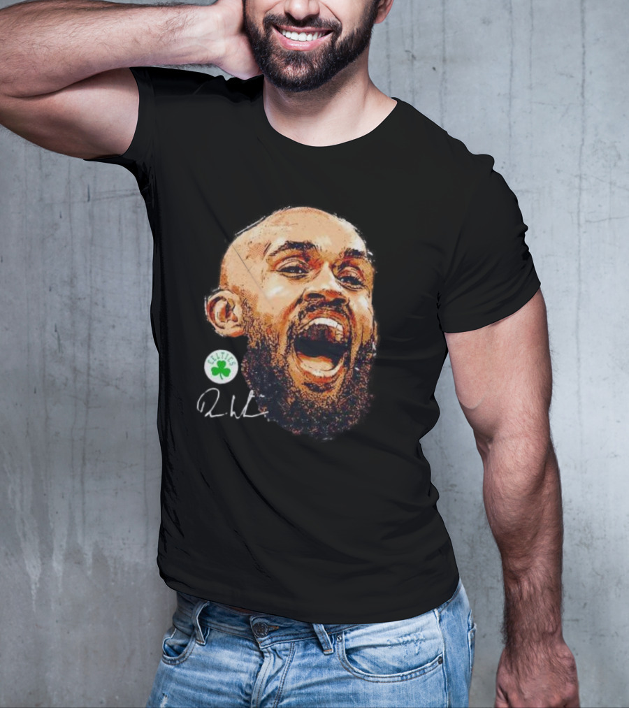 Derrick White Boston Celtics Portrait Signature T-Shirt