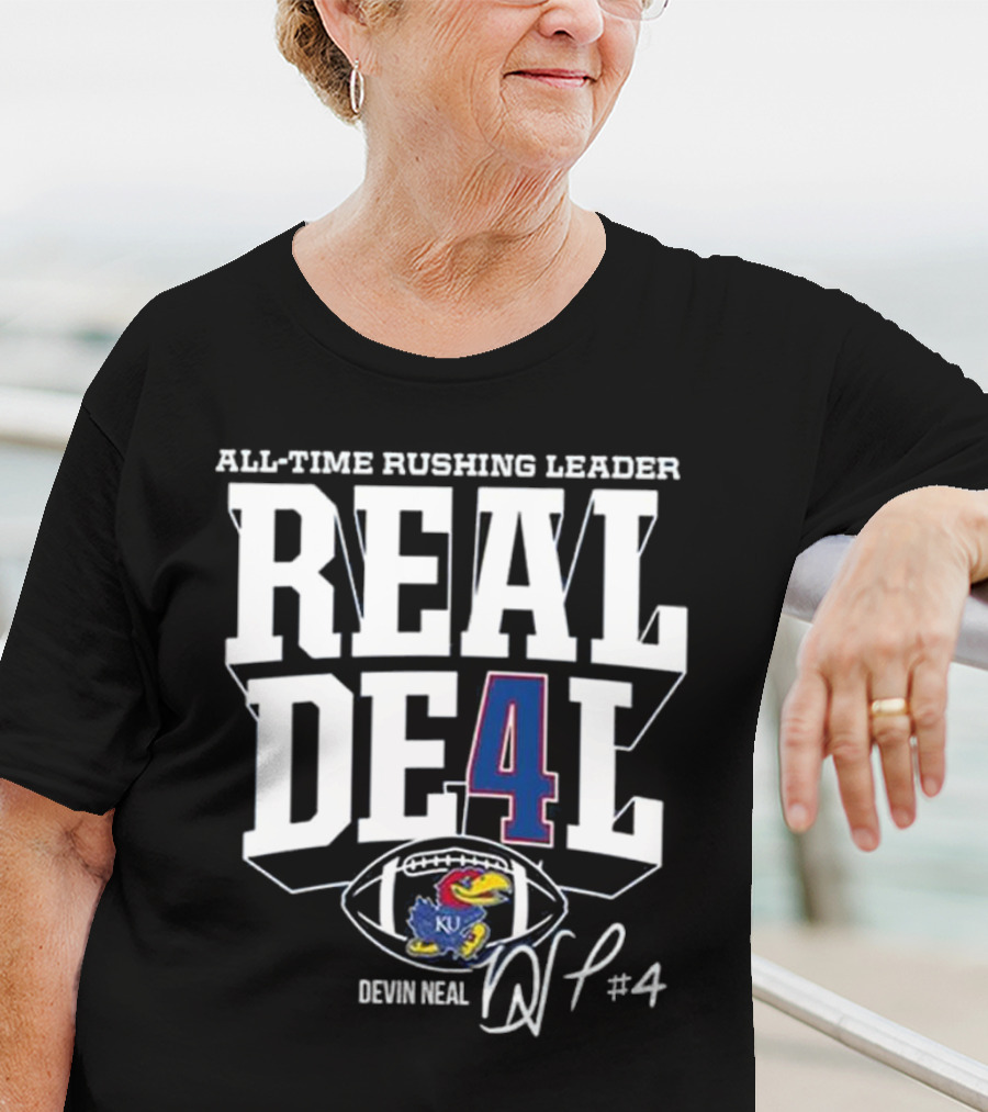 Devin Neal Jayhawks All-Time Rushing Leader Real Deal T-Shirt