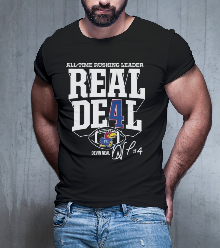 Devin Neal Jayhawks All-Time Rushing Leader Real Deal T-Shirt