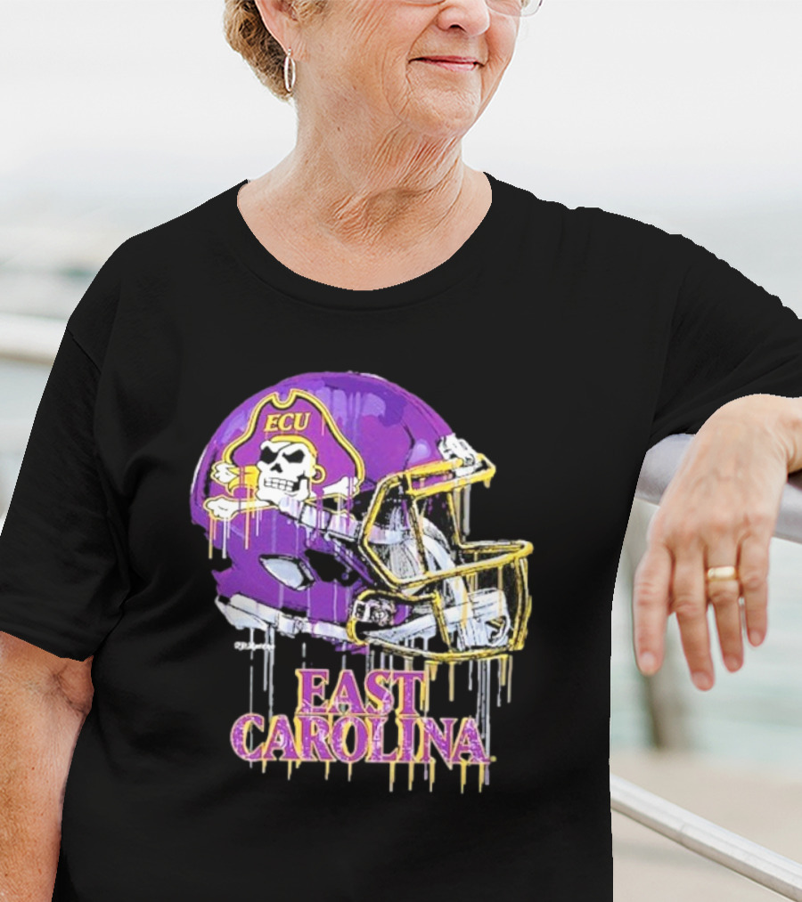 ECU Pirates Dripping Football Helmet T-Shirt