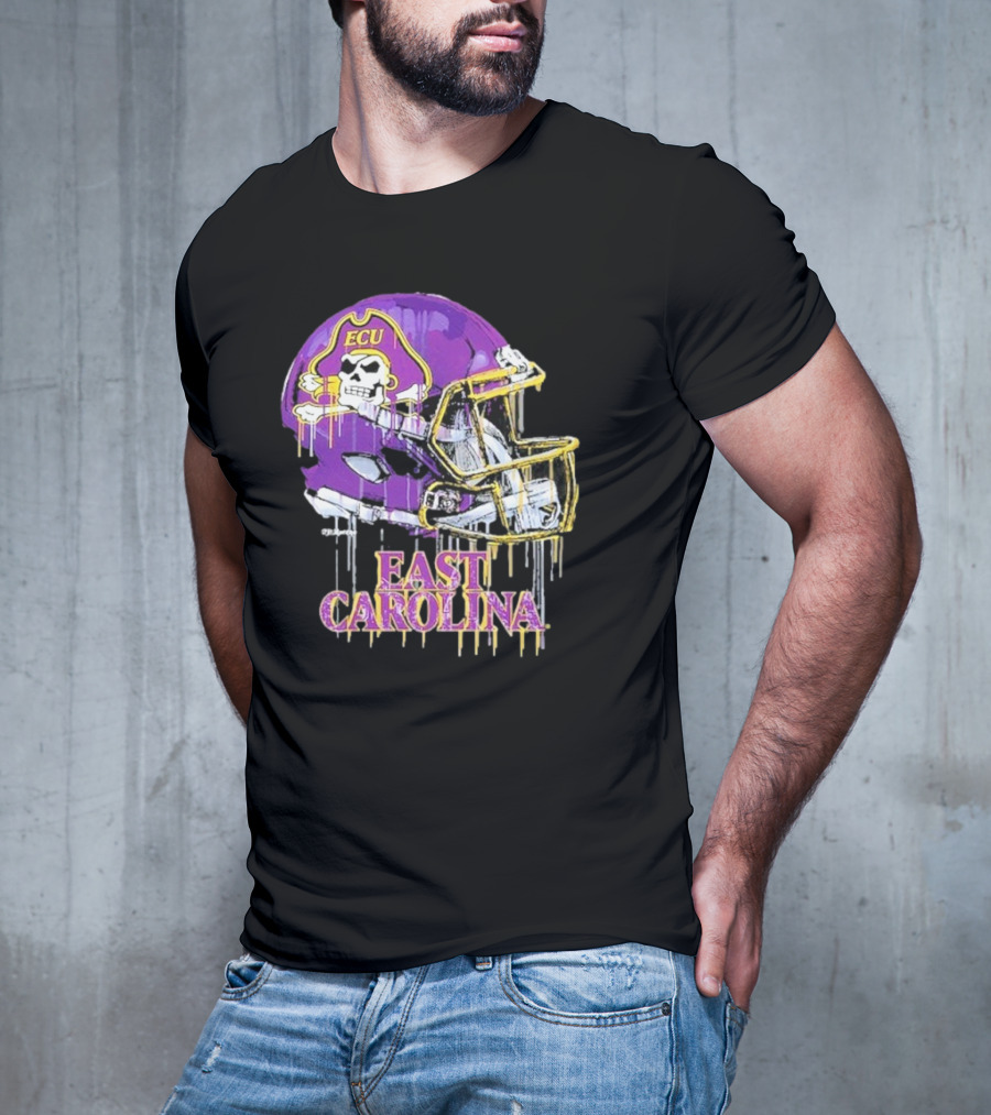 ECU Pirates Dripping Football Helmet T-Shirt