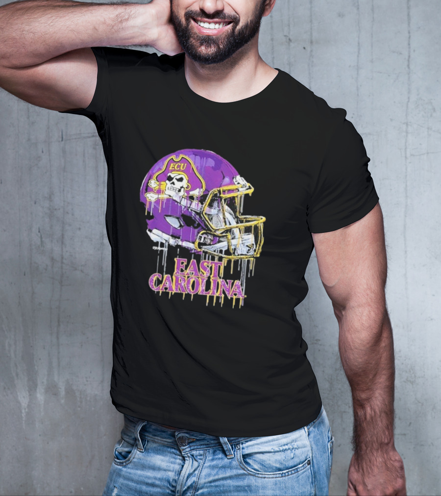 ECU Pirates Dripping Football Helmet T-Shirt
