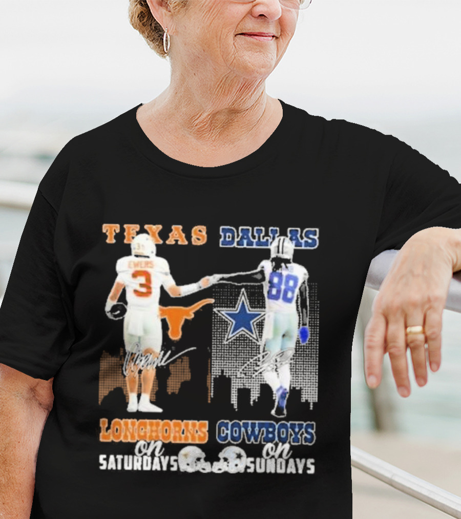Ewers And Lamb Longhorns On Saturdays Cowboys On Sundays T-Shirt