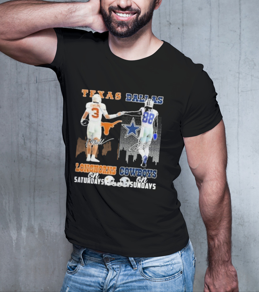 Ewers And Lamb Longhorns On Saturdays Cowboys On Sundays T-Shirt