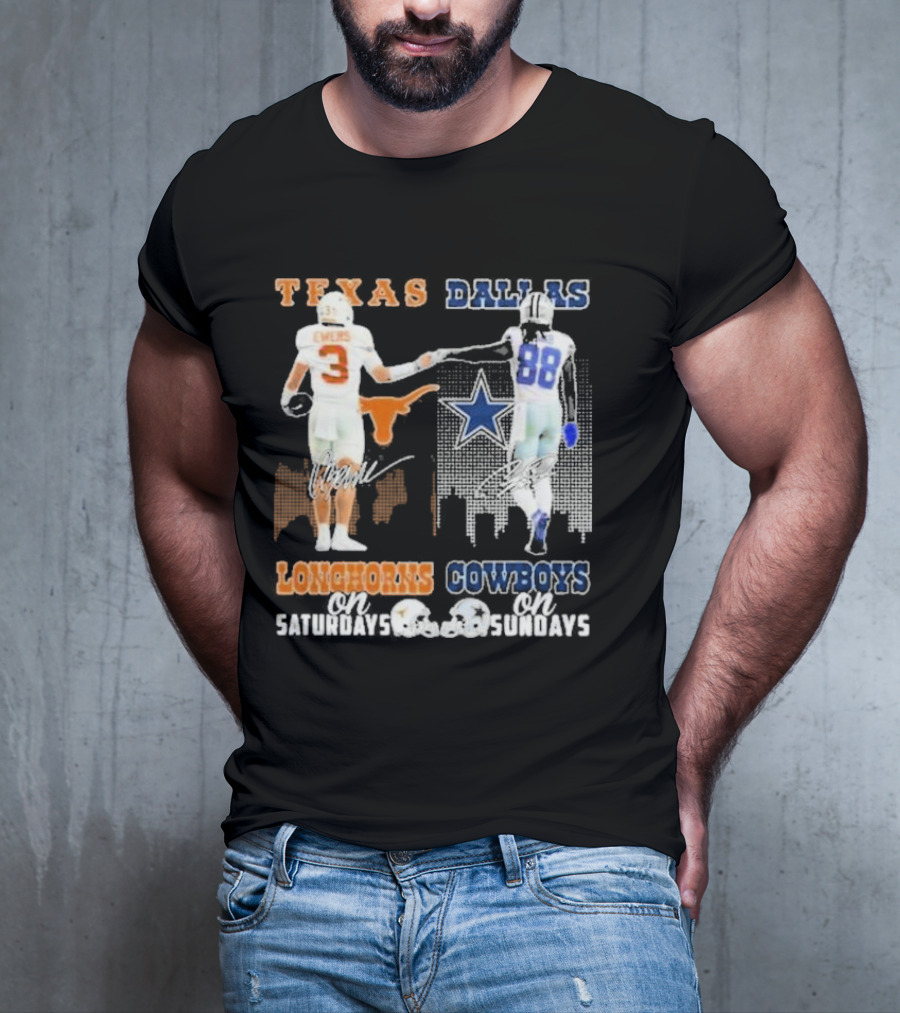Ewers And Lamb Longhorns On Saturdays Cowboys On Sundays T-Shirt