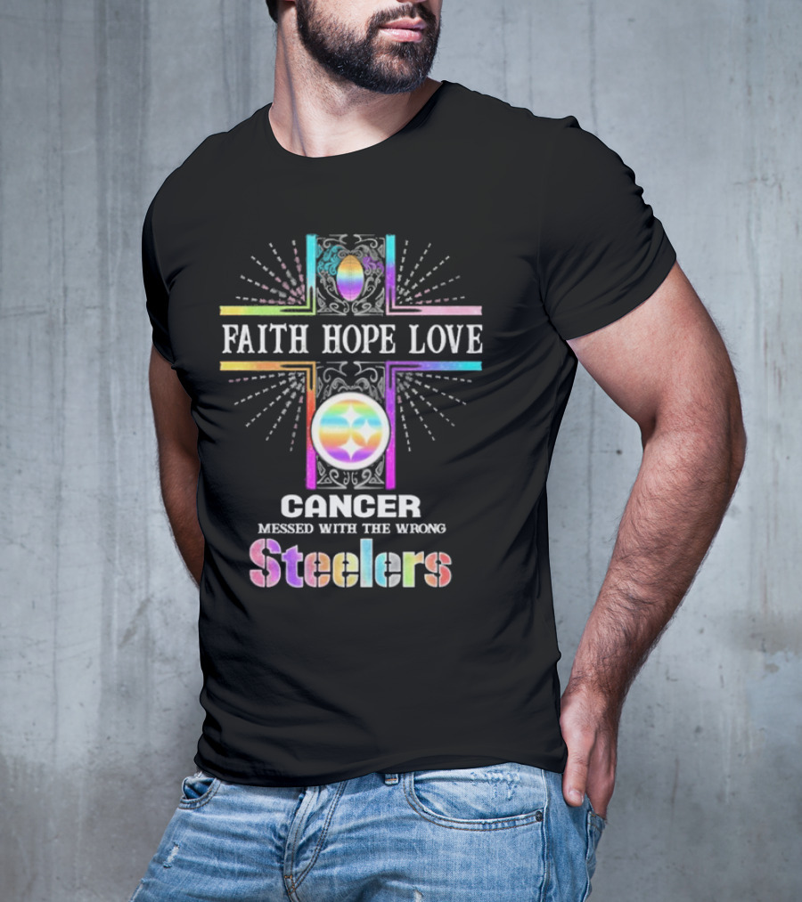 Faith Hope Love Cancer Messed With The Wrong Tampa Bay Buccaneers Pride T-Shirt