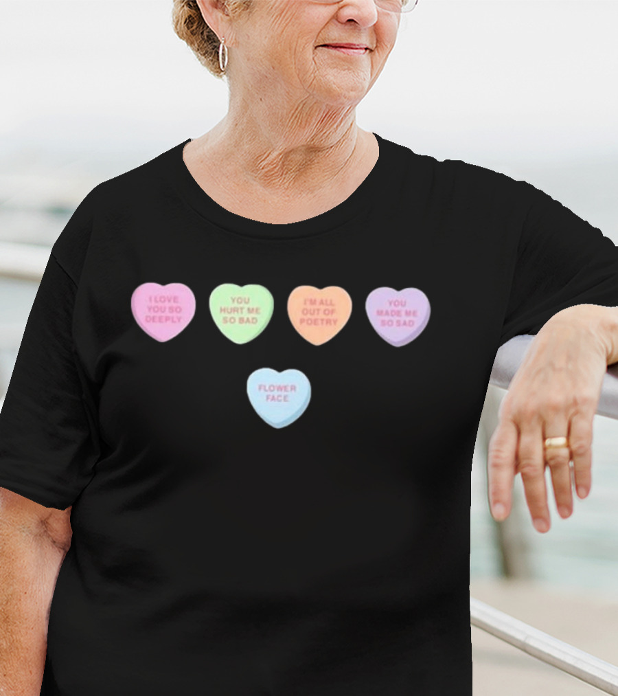 Flower Facem Candy Hearts T-Shirt
