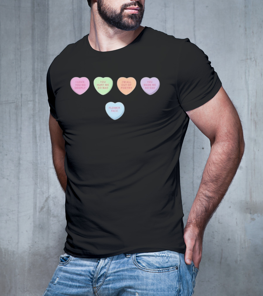 Flower Facem Candy Hearts T-Shirt