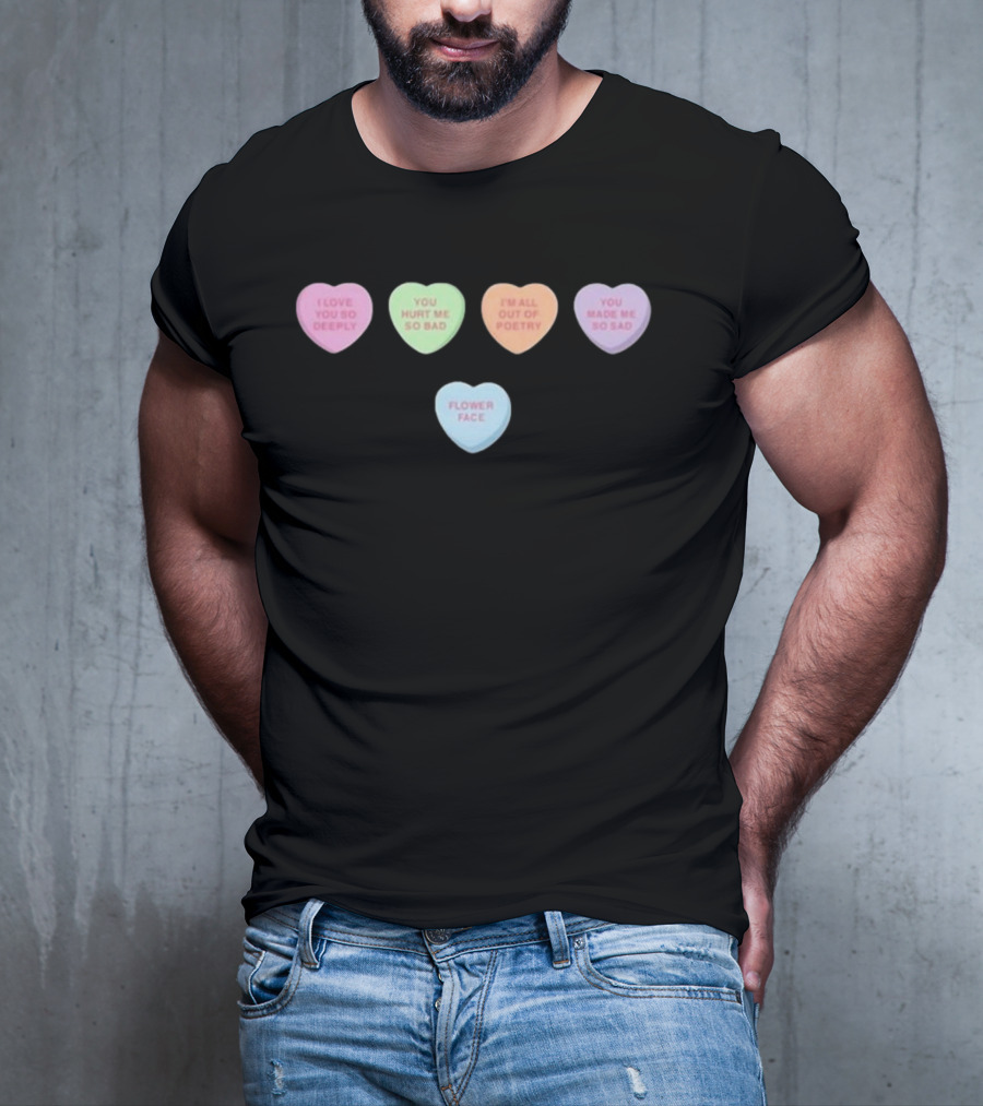 Flower Facem Candy Hearts T-Shirt
