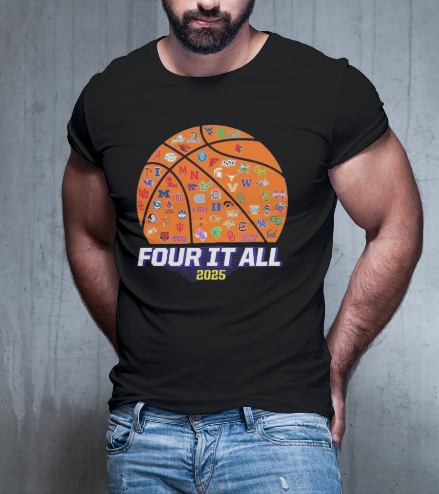 Four It All March Madness 2025 Women’s Basketball Logos T-Shirt