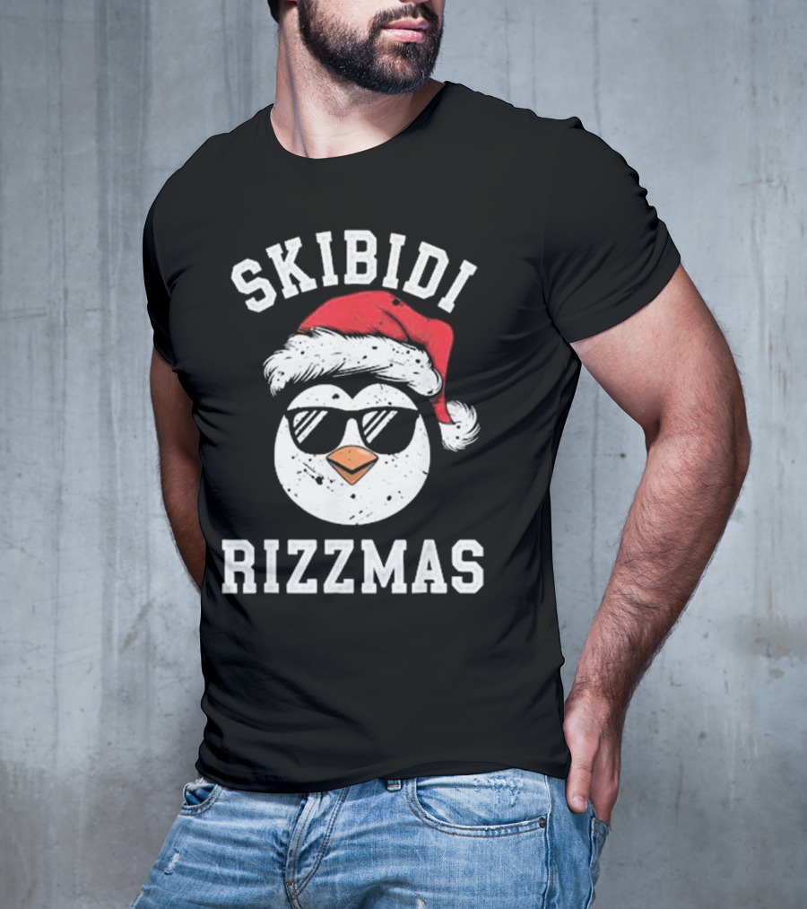 Funny Christmas Penguin Skibidi Rizzmas Merry Rizzmas T-Shirt