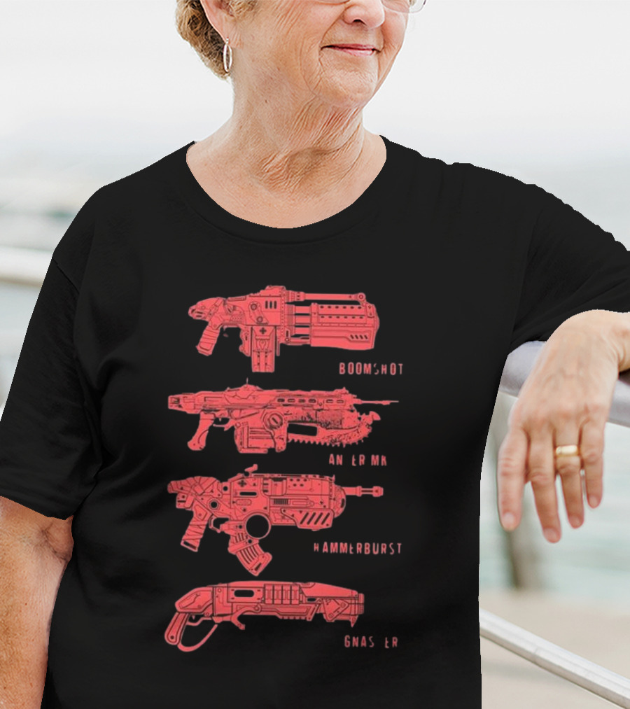 Gears Of War Boomshot Lancer Mk II Hammerburst Gnasher Weapon Stack T-Shirt