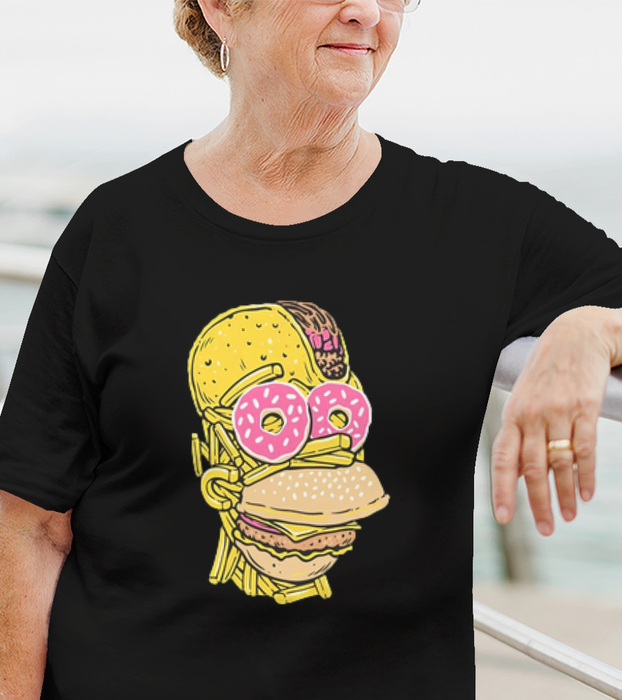 Homer Simpson And Junk Food Snack Head T-Shirt