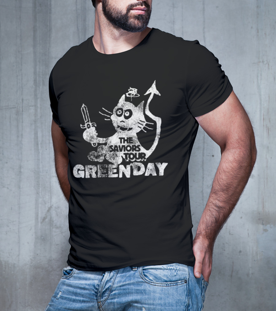 Green Day Cat And Sword T-Shirt