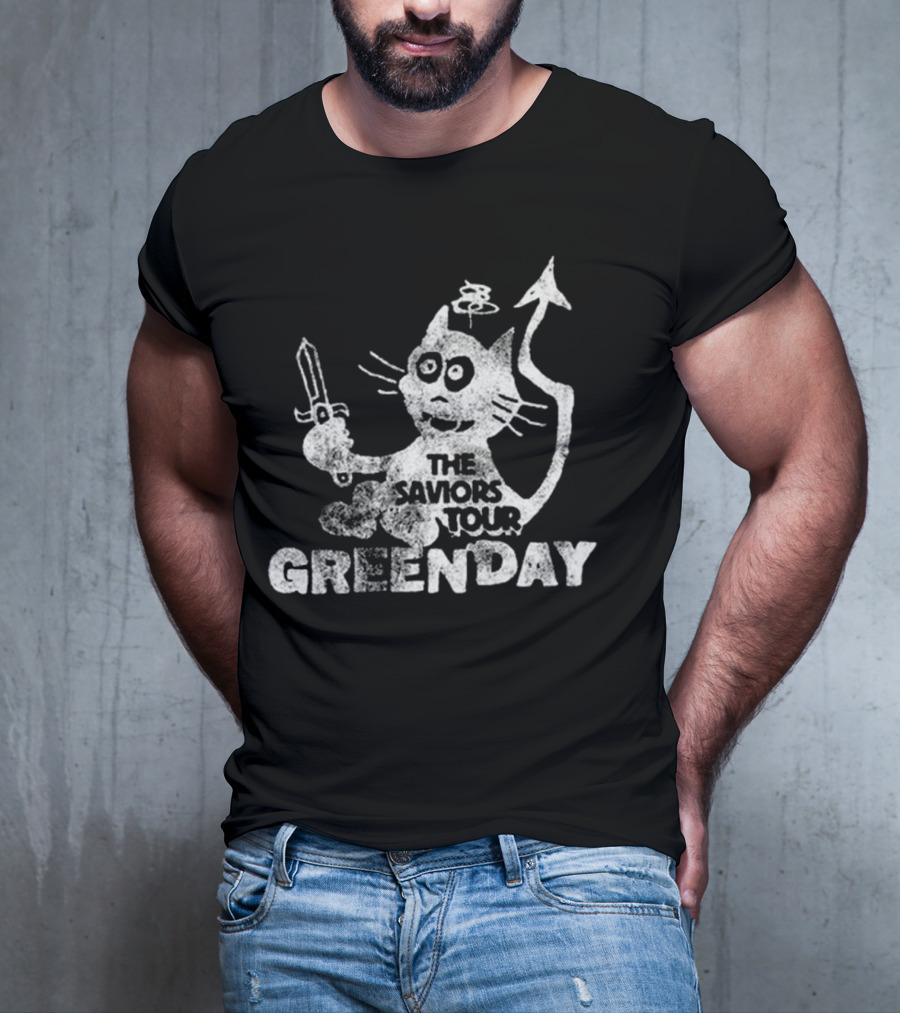 Green Day Cat And Sword T-Shirt