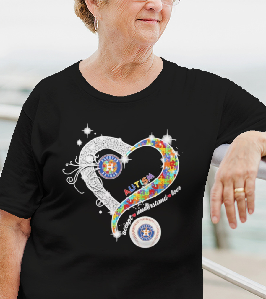 Houston Astros Autism Heart Accept Understand Love T-Shirt