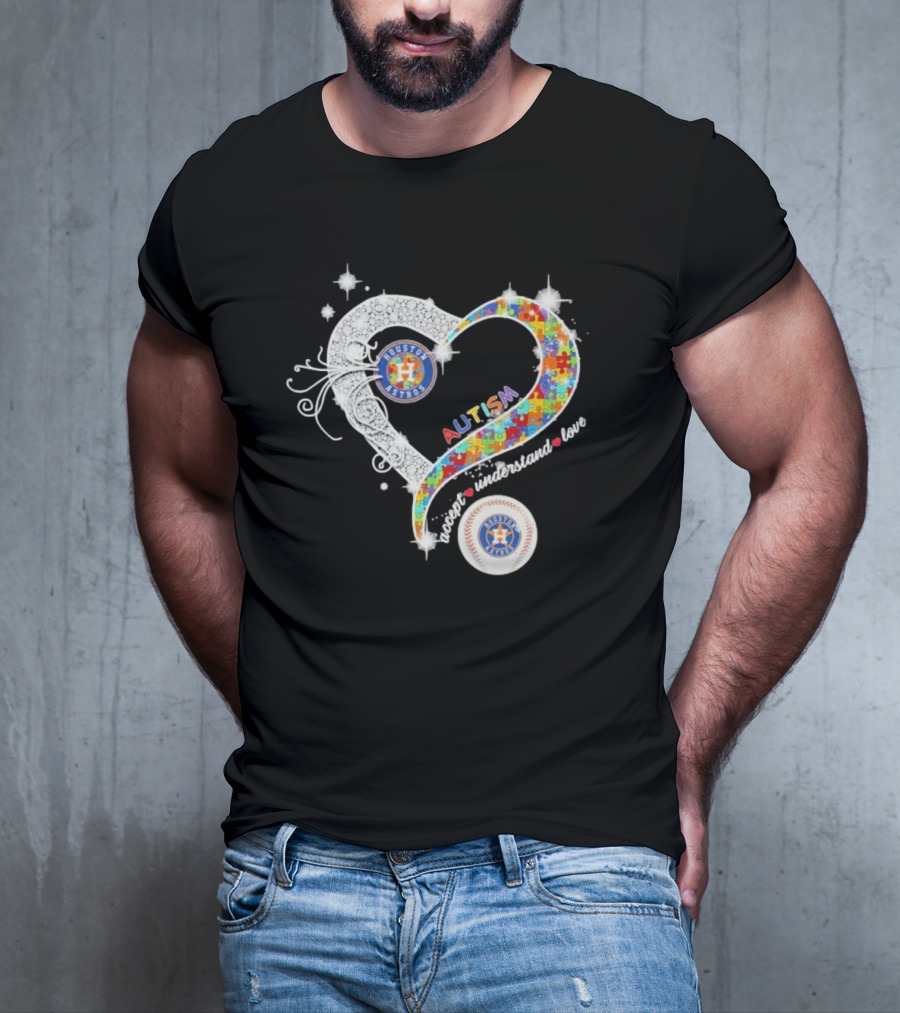 Houston Astros Autism Heart Accept Understand Love T-Shirt