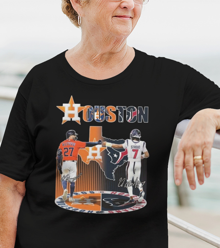 Houston Astros X Houston Texans Logo Signature 2025 T-Shirt