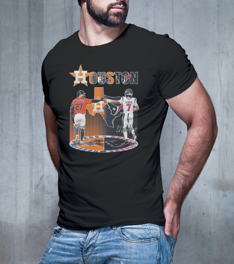 Houston Astros X Houston Texans Logo Signature 2025 T-Shirt