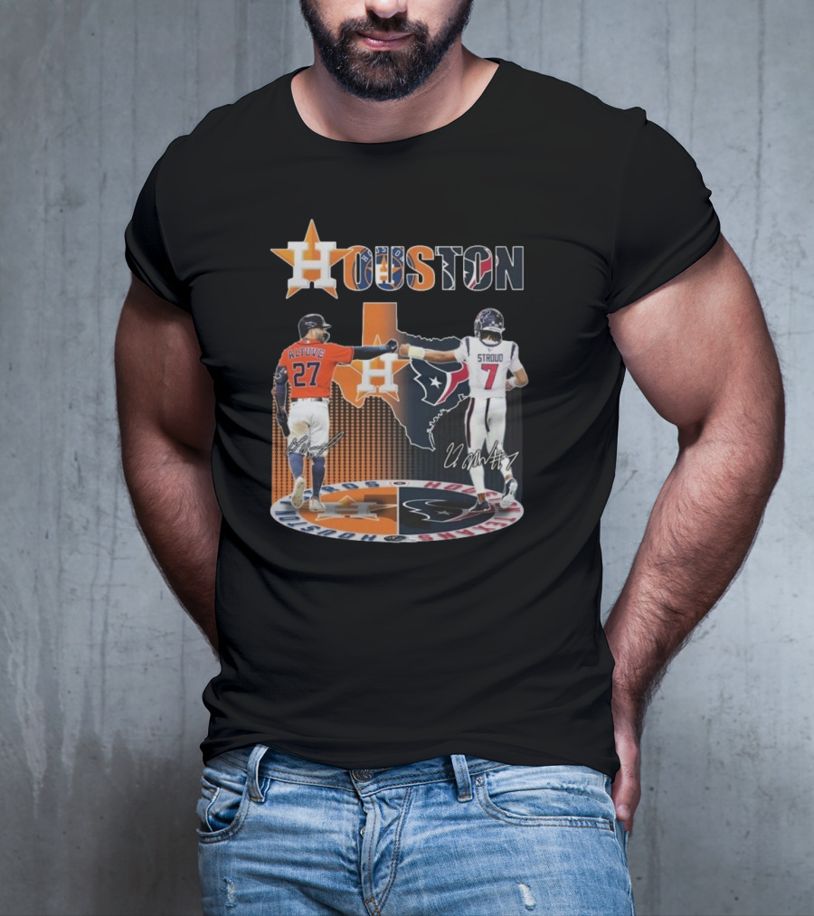Houston Astros X Houston Texans Logo Signature 2025 T-Shirt
