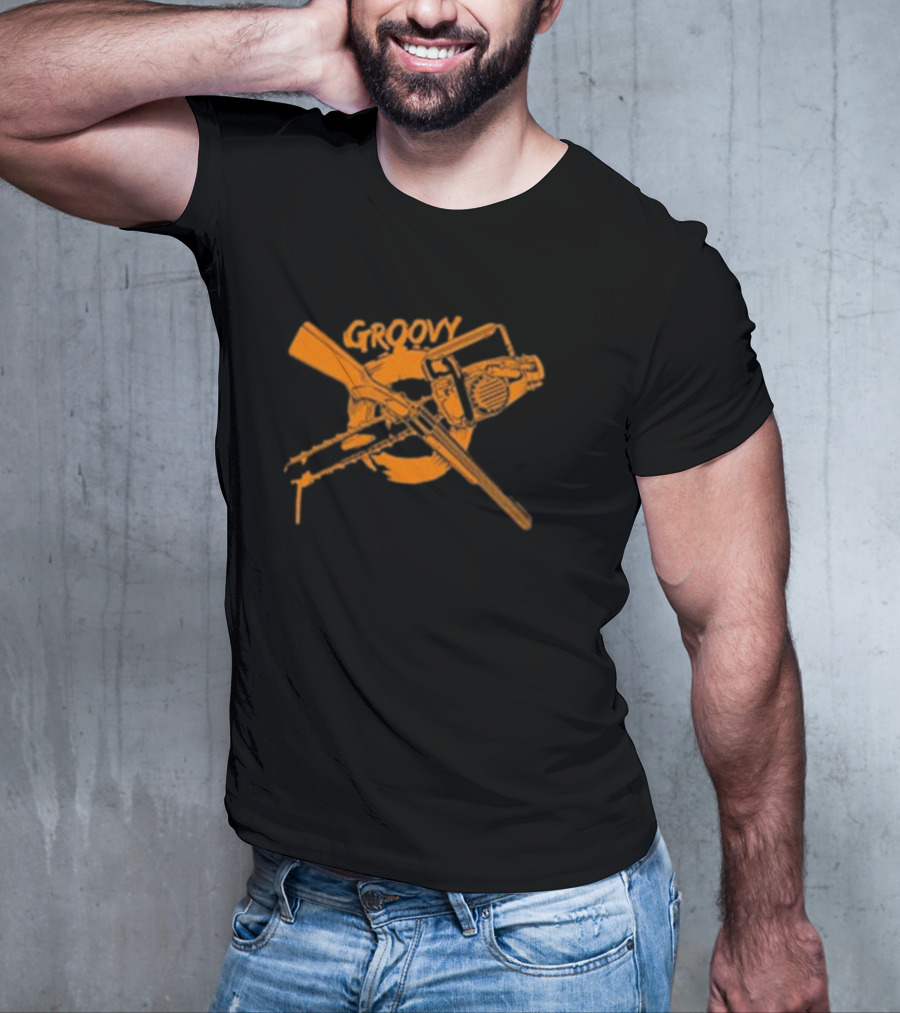 Groovy Chainsaw And Boomstick Shotgun T-Shirt
