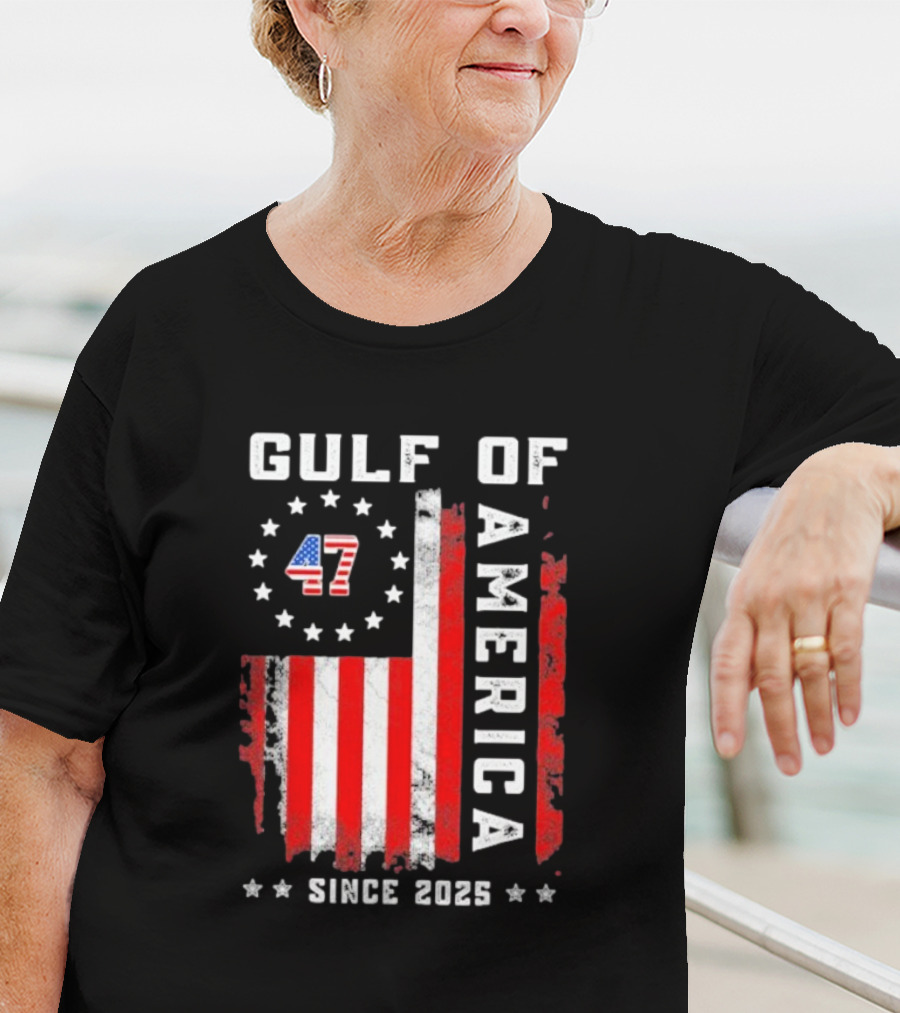 Gulf Of USA America Vintage USA Flag Grunged 2025 T-Shirt