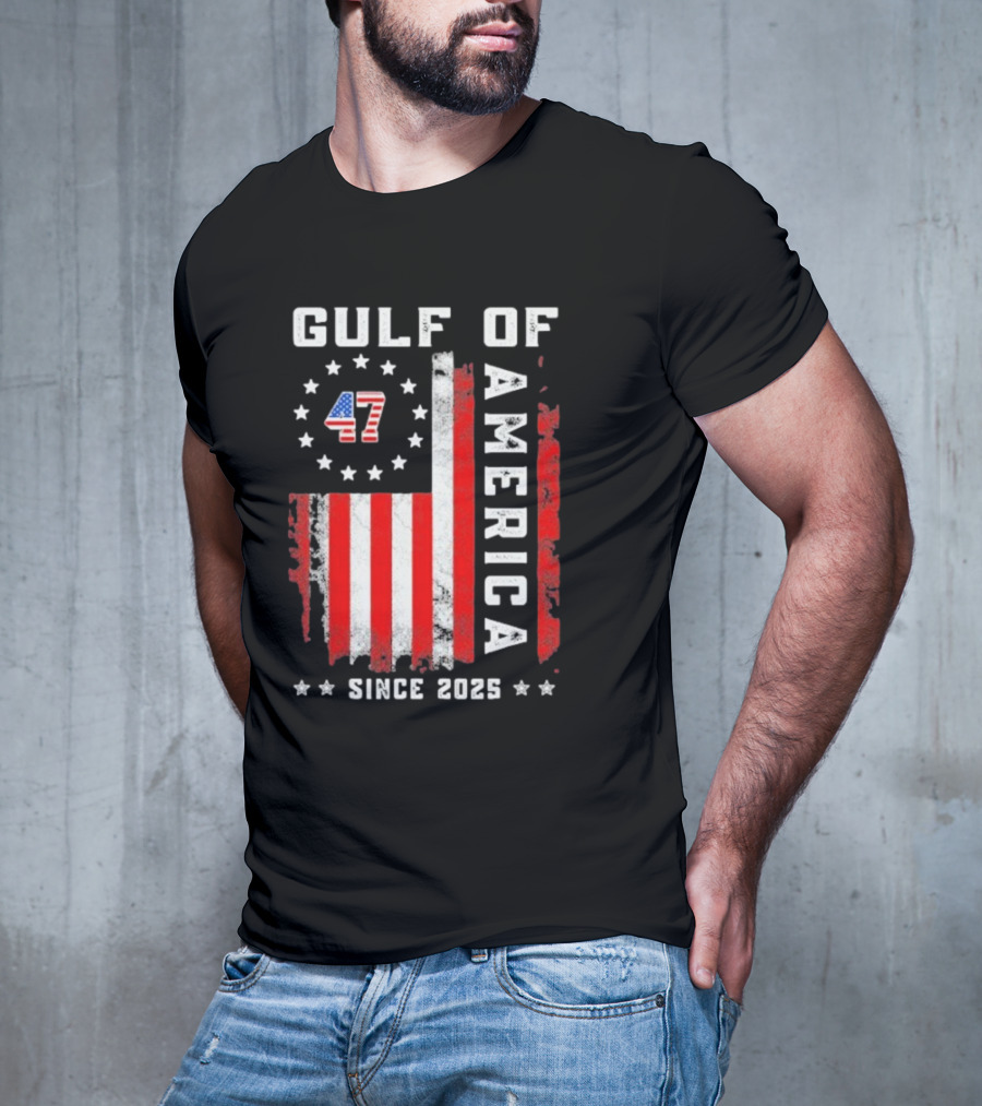 Gulf Of USA America Vintage USA Flag Grunged 2025 T-Shirt