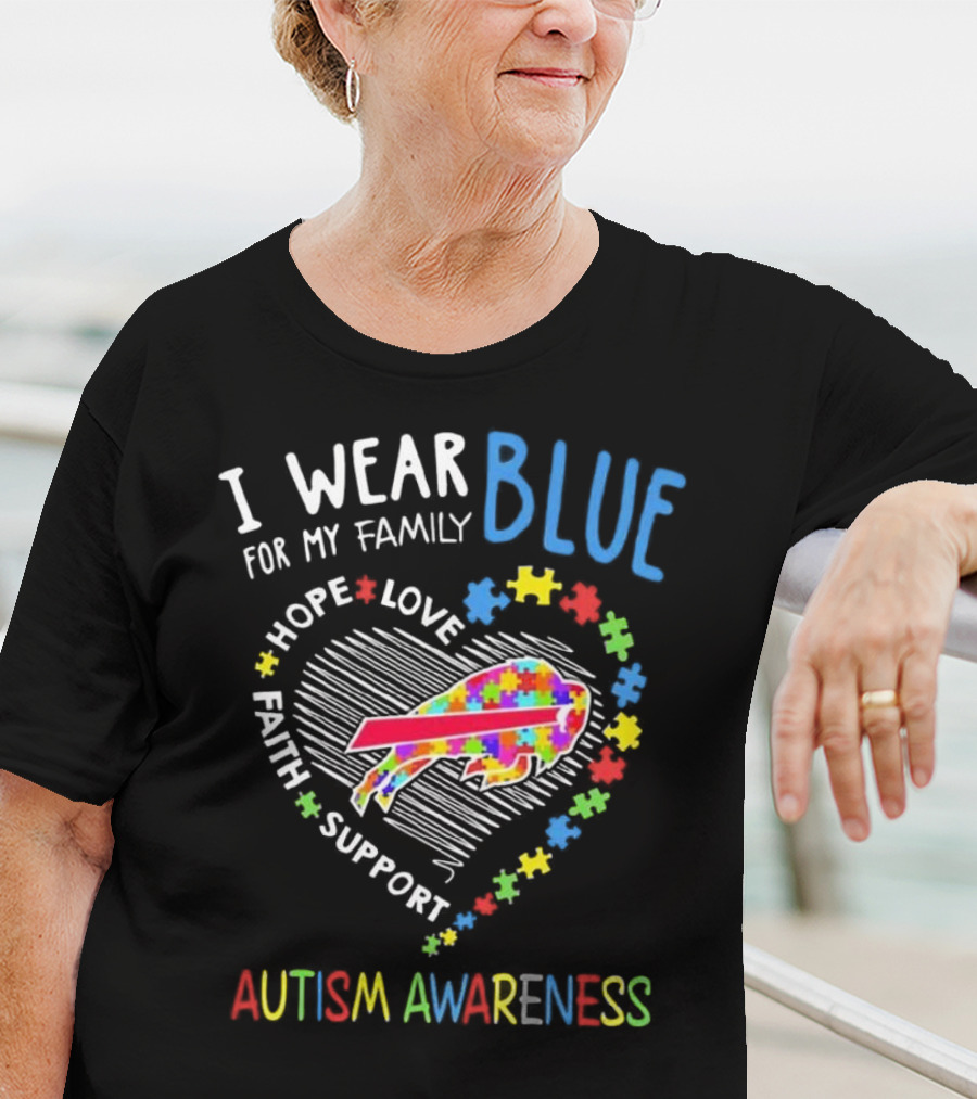 I Wear Blue For My Family Autism Awareness T-Shirt