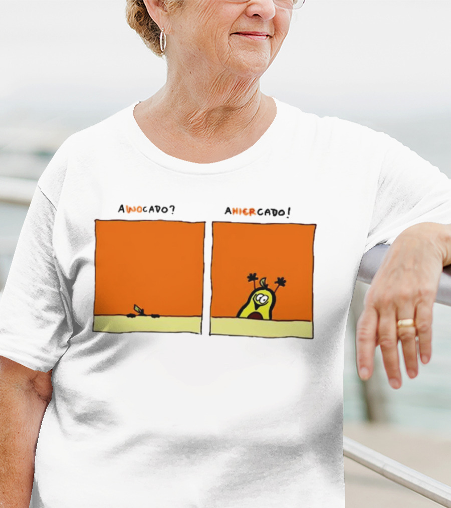 Awocado Ahiercado Funny Avocado Comic Two Panel Joke T-Shirt