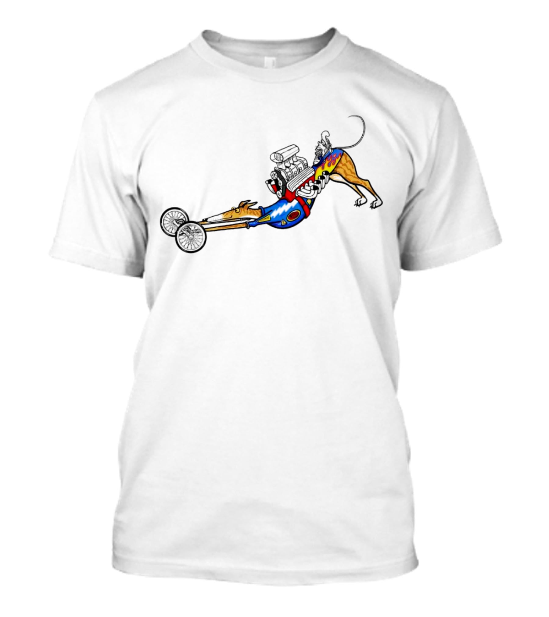The Indianapolis One Cartoon Dog Dragster Engine Racing T-Shirt