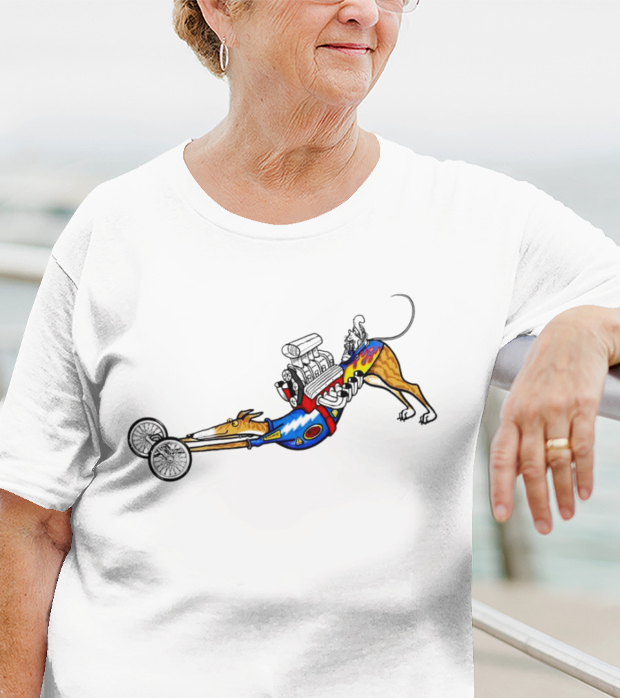 The Indianapolis One Cartoon Dog Dragster Engine Racing T-Shirt
