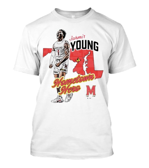 Jahmir Young Hometown Hero Maryland Map Red Star M T-Shirt