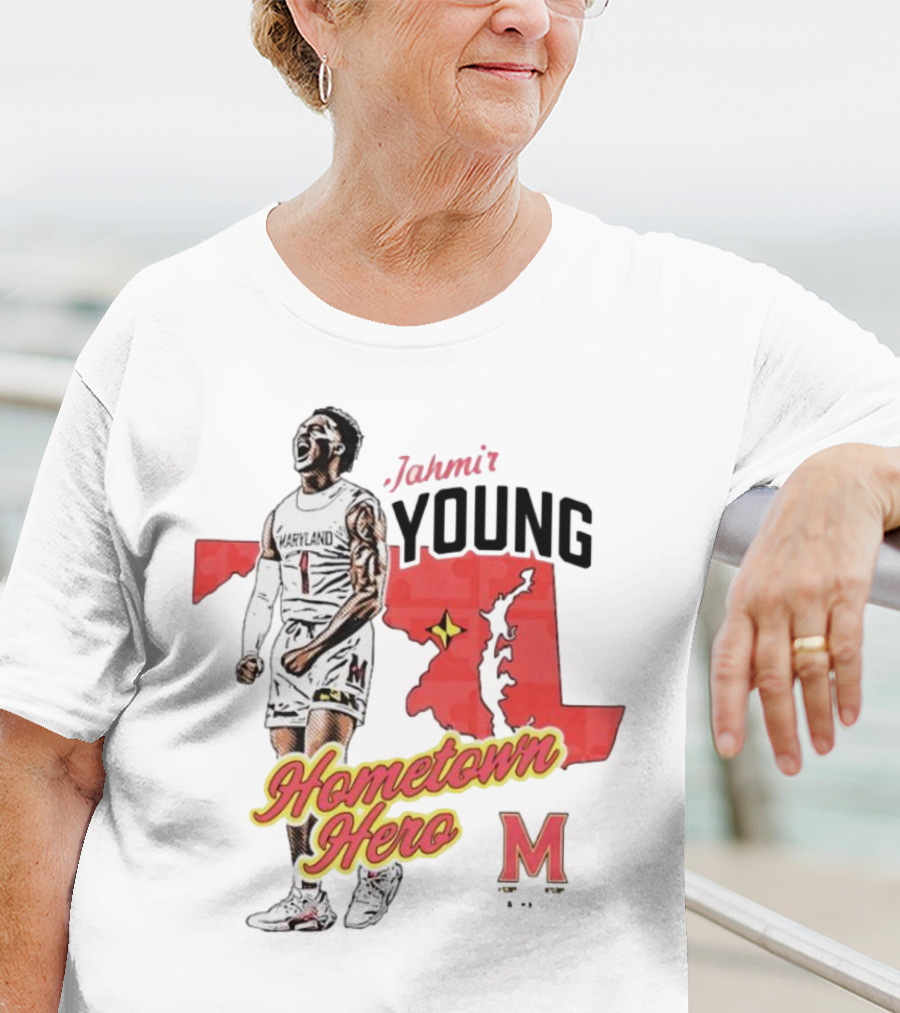Jahmir Young Hometown Hero Maryland Map Red Star M T-Shirt