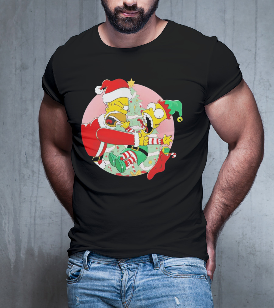 You Are Not Santa's Helper Animated Christmas Family Fight T-Shirt
