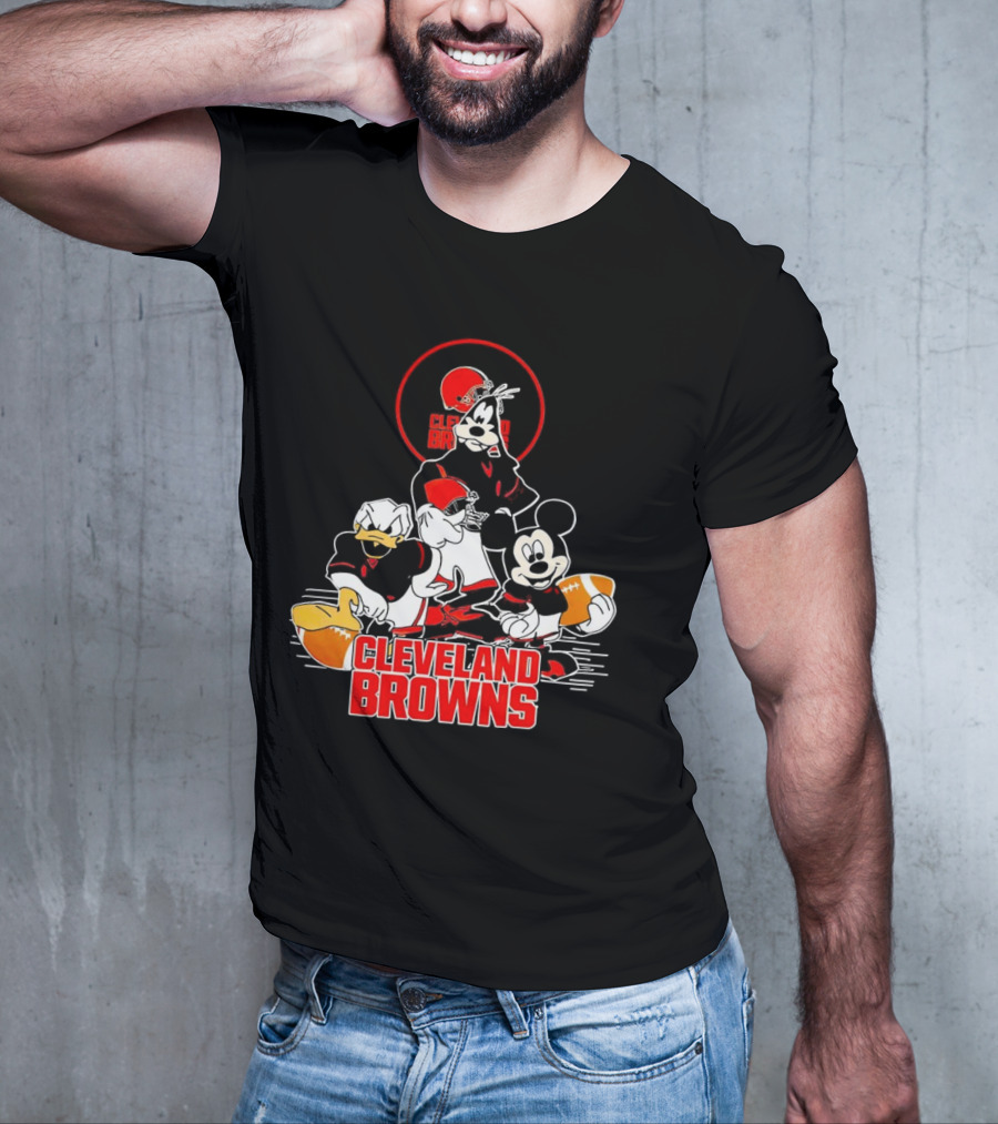 Cleveland Browns NFL Mickey Mouse Donald Duck Goofy Football Team T-Shirt