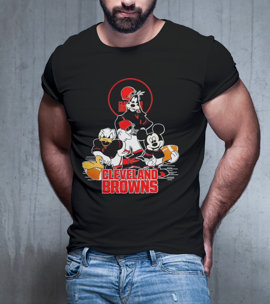 Cleveland Browns NFL Mickey Mouse Donald Duck Goofy Football Team T-Shirt