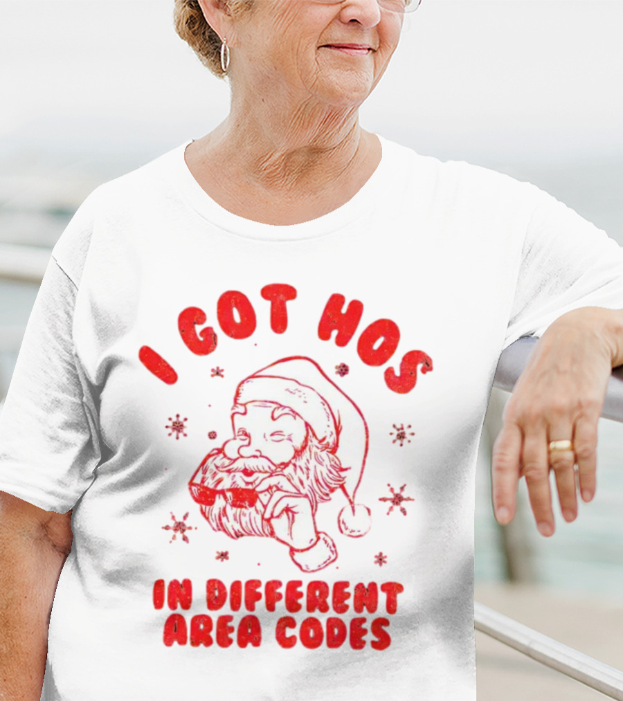 I Got Hos In Different Area Codes Santa Claus Sunglasses Snowflakes T-Shirt