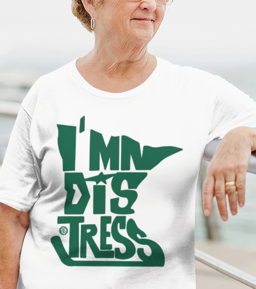 I MN Dis Tress Minnesota Silhouette And Hockey Stick T-Shirt