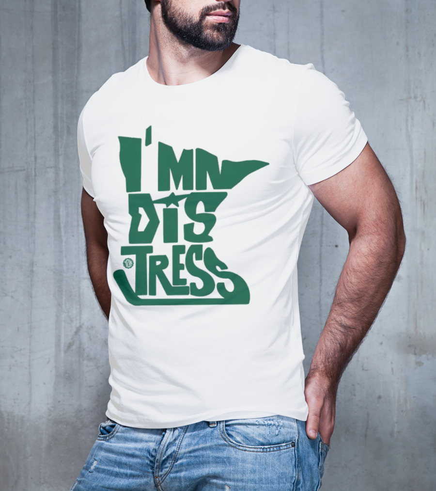 I MN Dis Tress Minnesota Silhouette And Hockey Stick T-Shirt