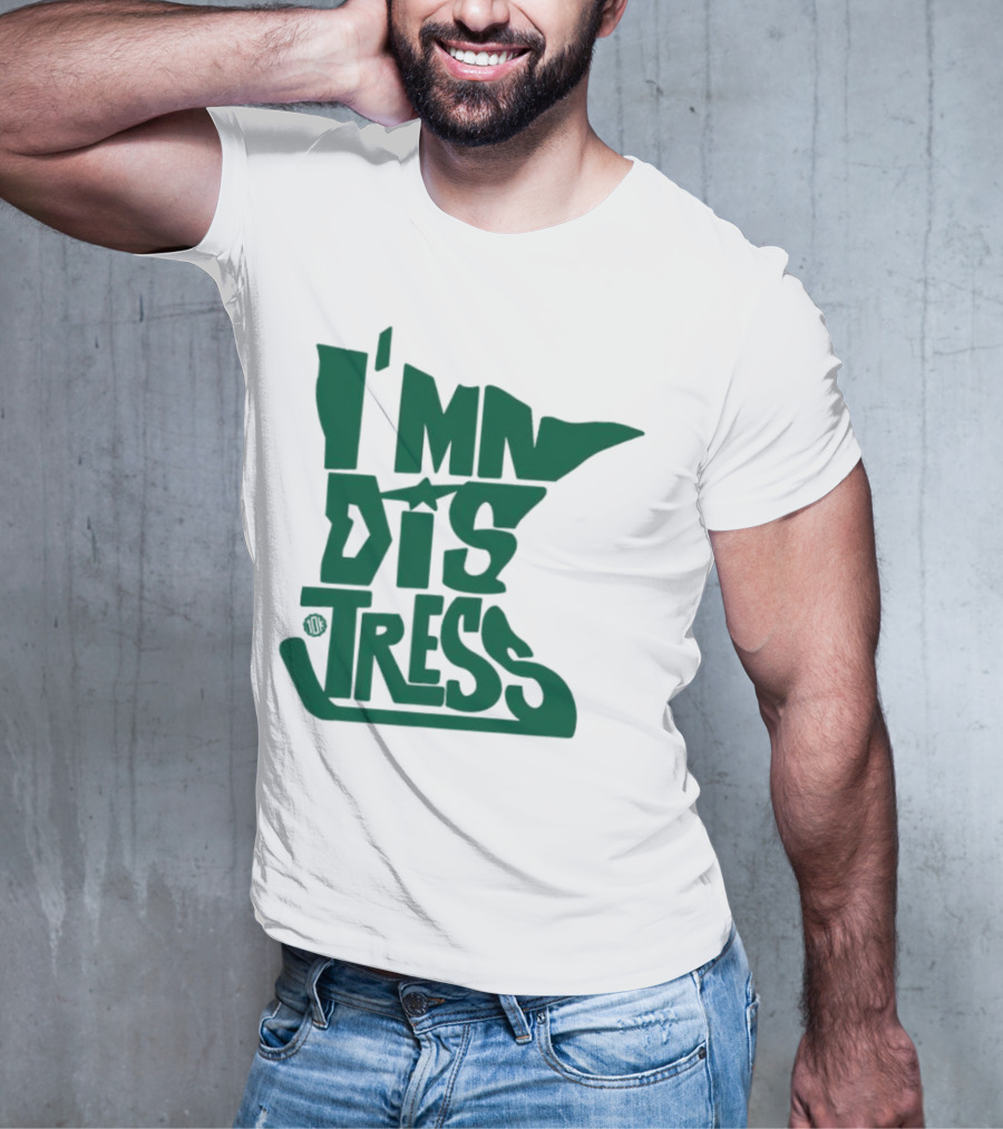 I MN Dis Tress Minnesota Silhouette And Hockey Stick T-Shirt