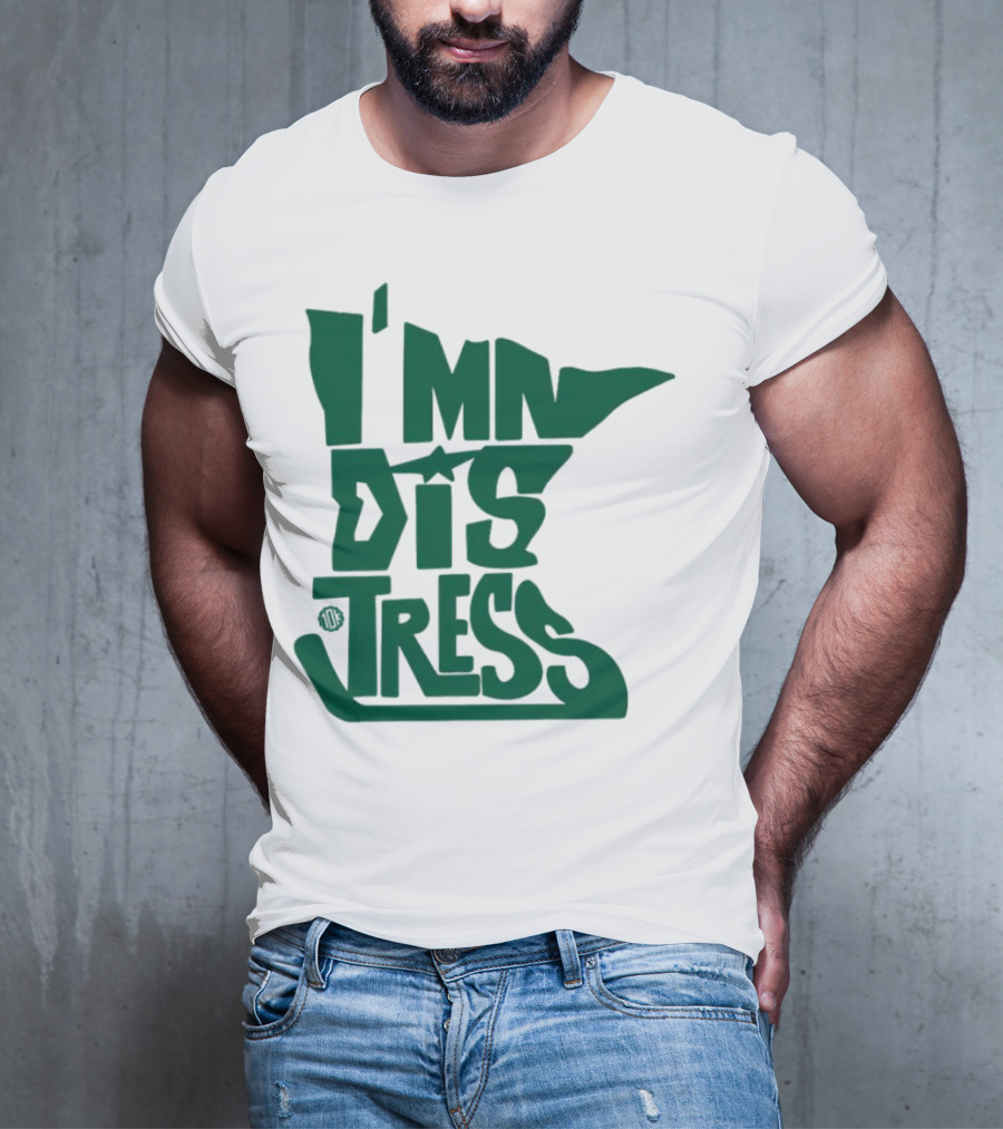 I MN Dis Tress Minnesota Silhouette And Hockey Stick T-Shirt