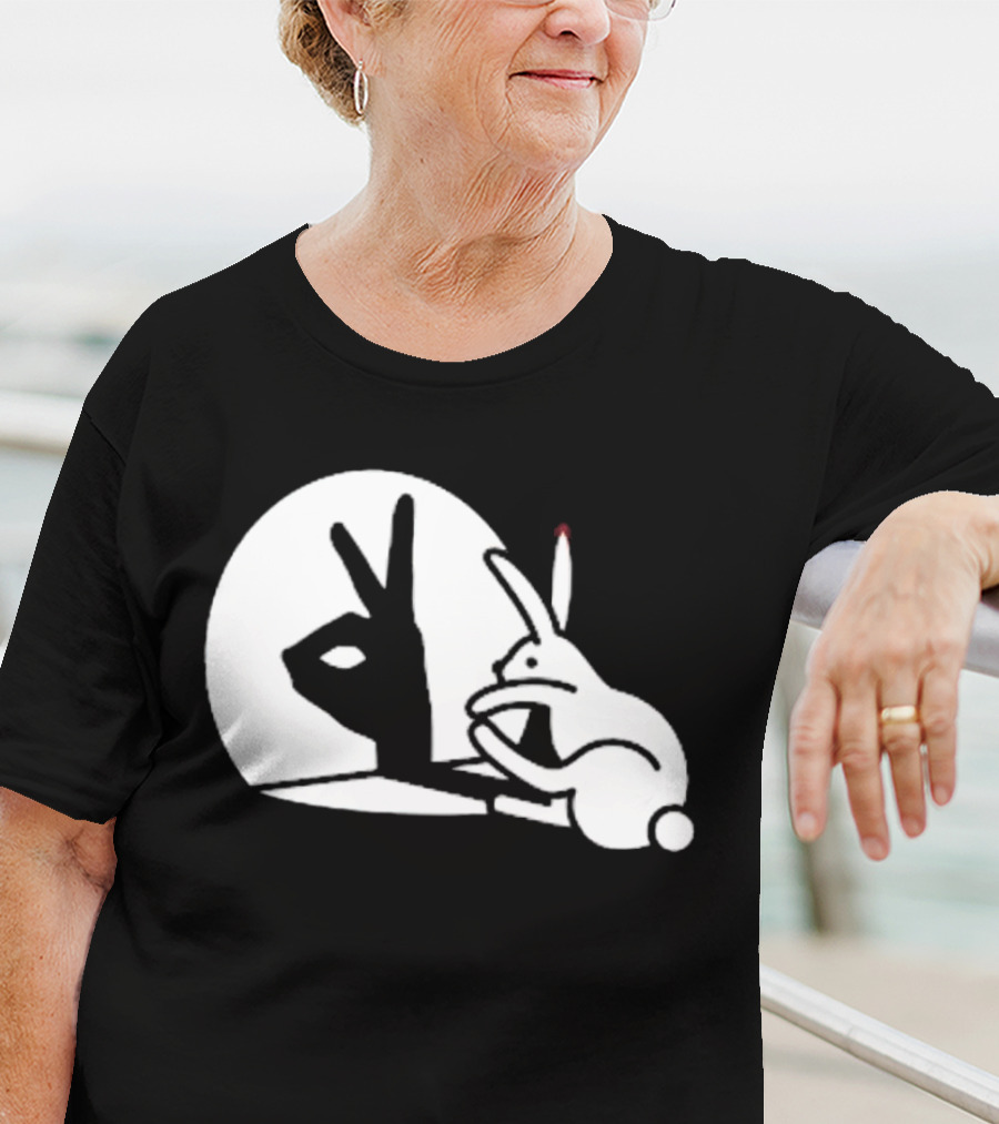 Rabbit Hand Shadow Peace Gesture Optical Illusion T-Shirt