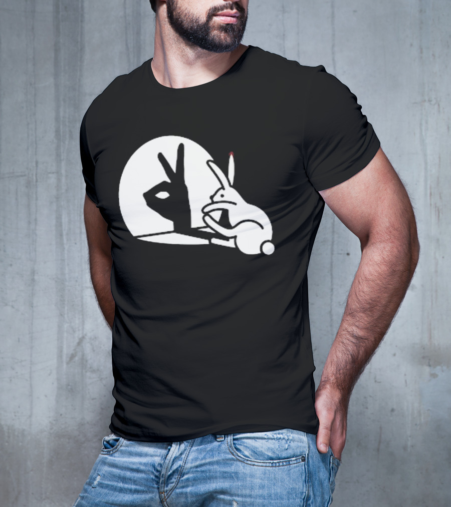 Rabbit Hand Shadow Peace Gesture Optical Illusion T-Shirt