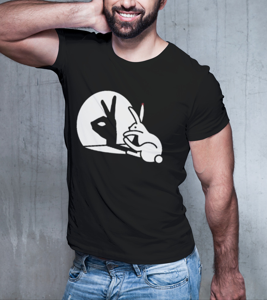 Rabbit Hand Shadow Peace Gesture Optical Illusion T-Shirt