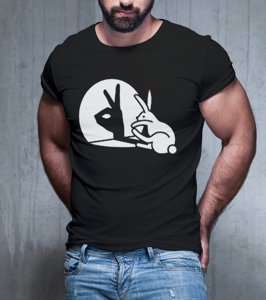 Rabbit Hand Shadow Peace Gesture Optical Illusion T-Shirt