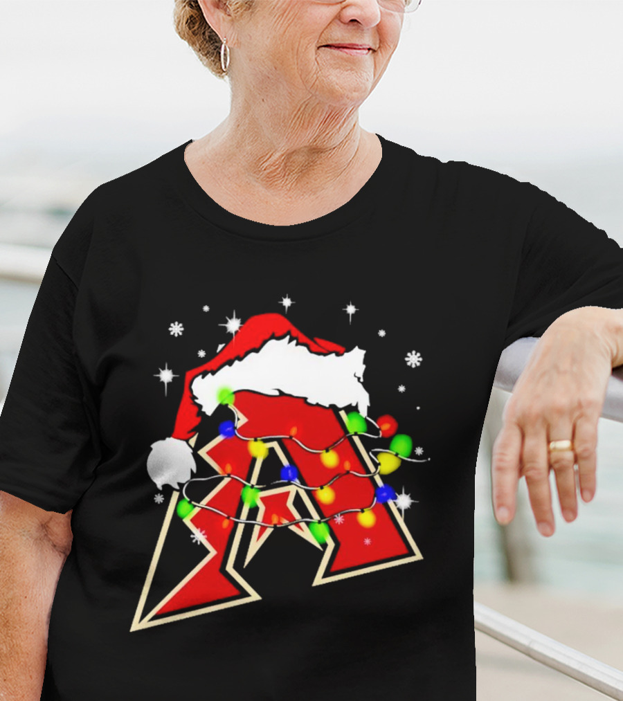 Santa Hat Arizona Diamondbacks Christmas Lights T-Shirt