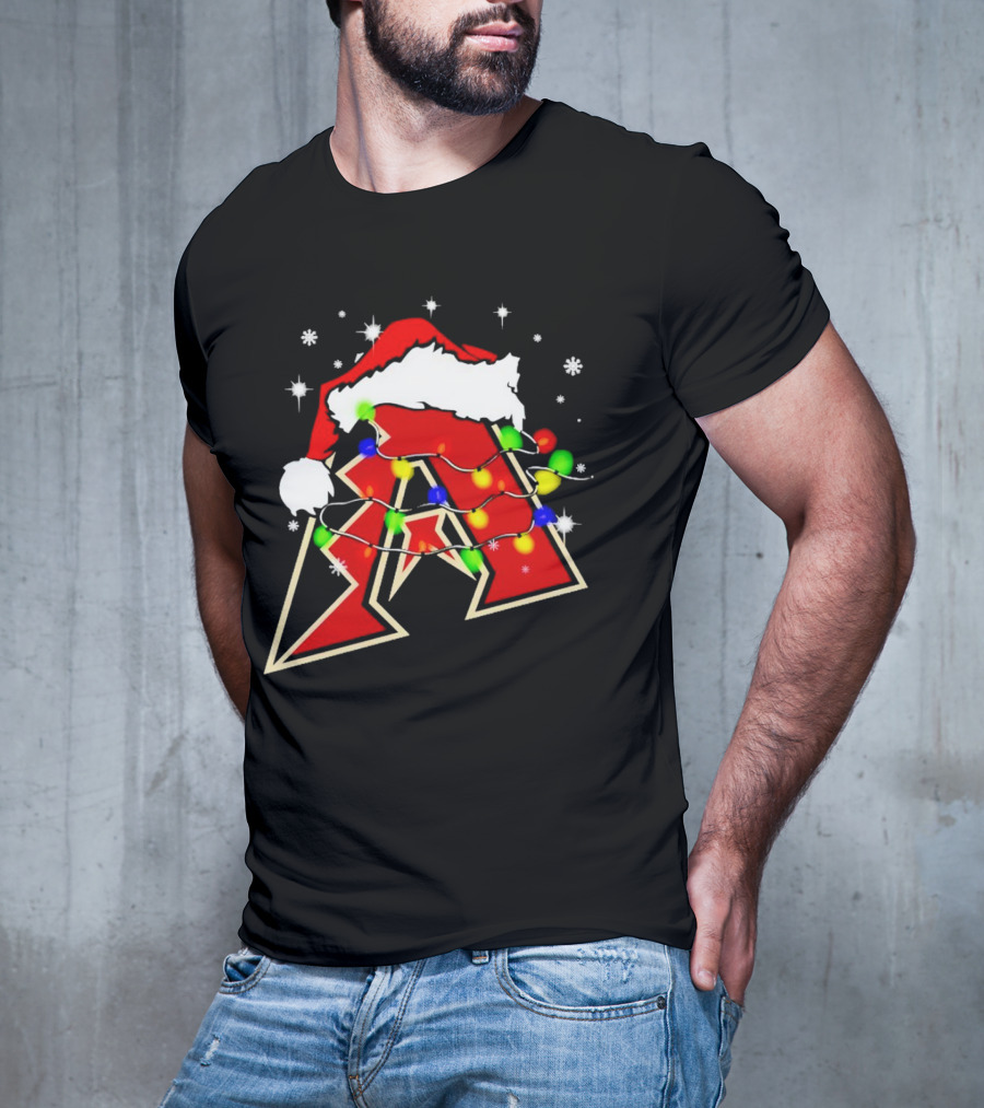 Santa Hat Arizona Diamondbacks Christmas Lights T-Shirt