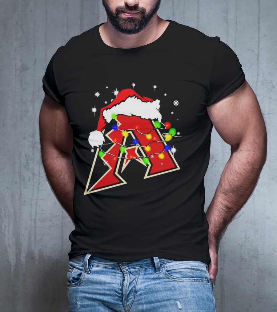 Santa Hat Arizona Diamondbacks Christmas Lights T-Shirt
