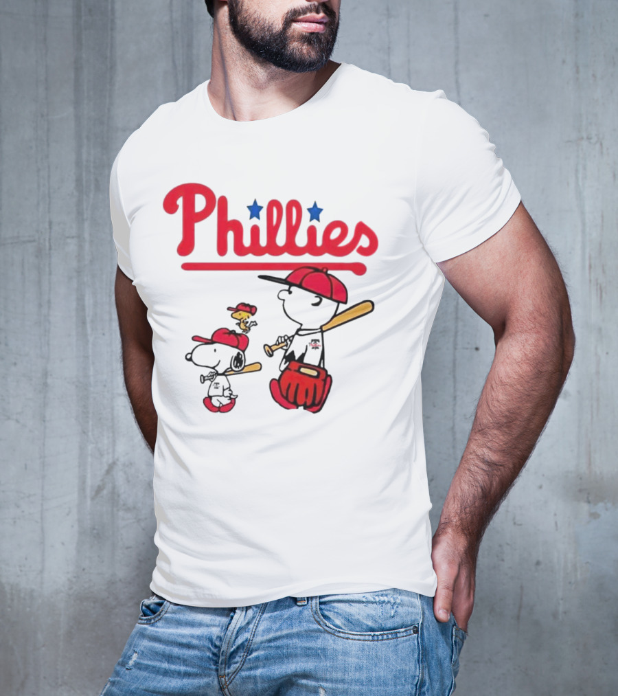 Phillies Snoopy Woodstock Charlie Brown Peanuts Baseball T-Shirt