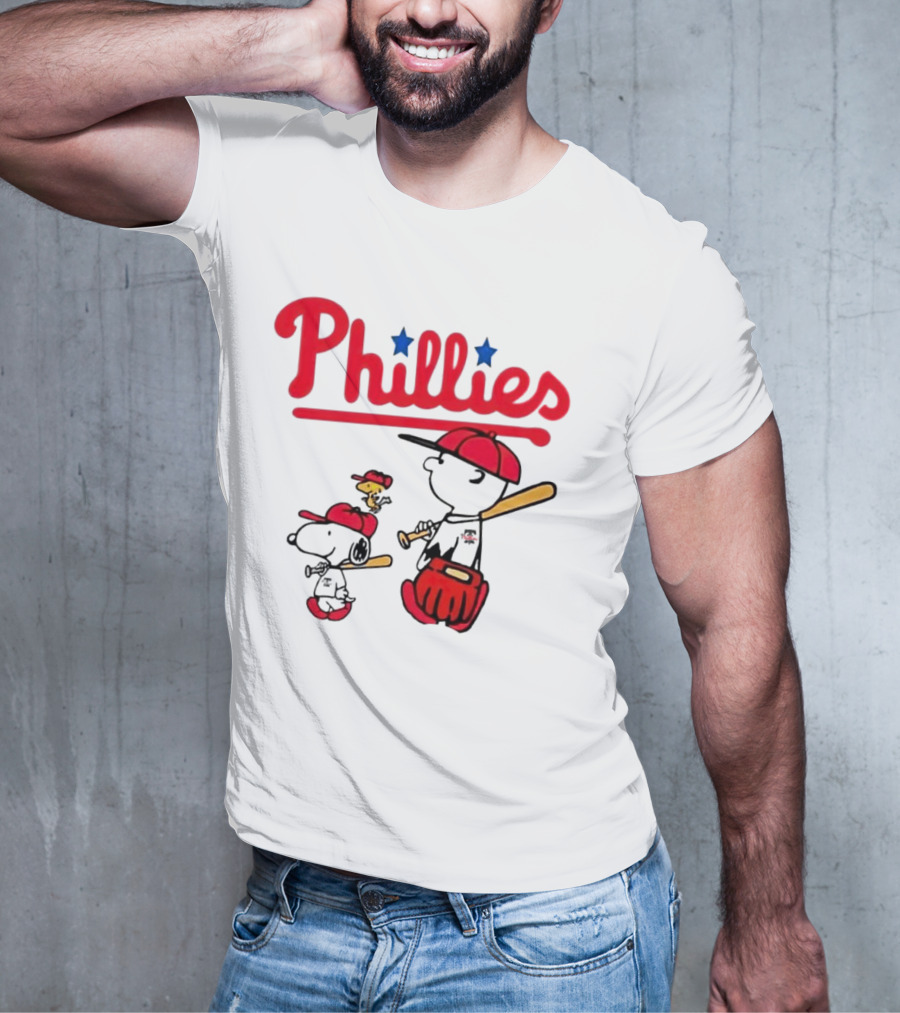 Phillies Snoopy Woodstock Charlie Brown Peanuts Baseball T-Shirt